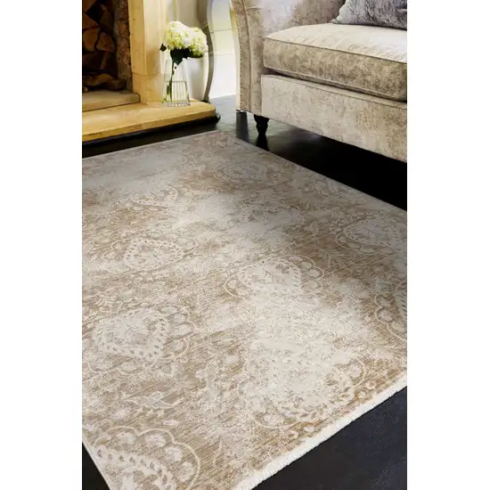 Sea Blue Hand Hooked Bordered Coral Reef Round Indoor Area Rug Photo 3