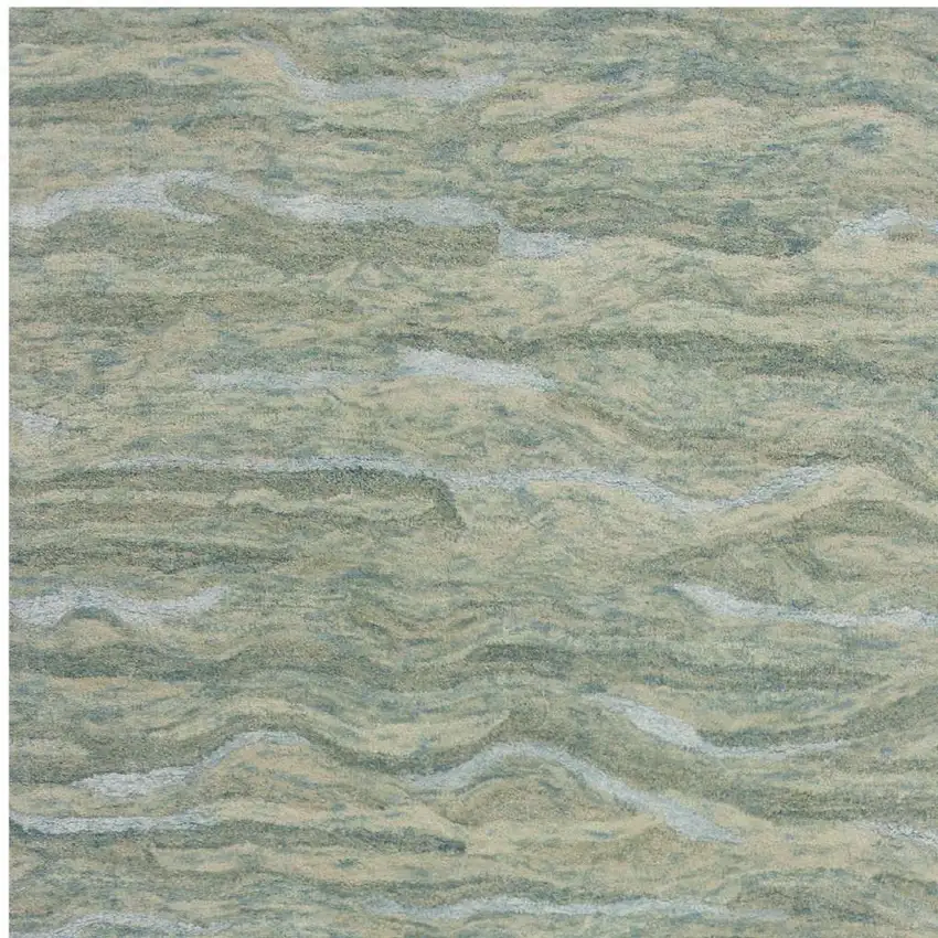 Blue Green And Beige Abstract Hand Tufted Area Rug Photo 4