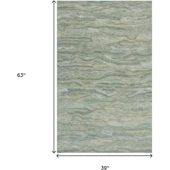 Blue Green And Beige Abstract Hand Tufted Area Rug Photo 6