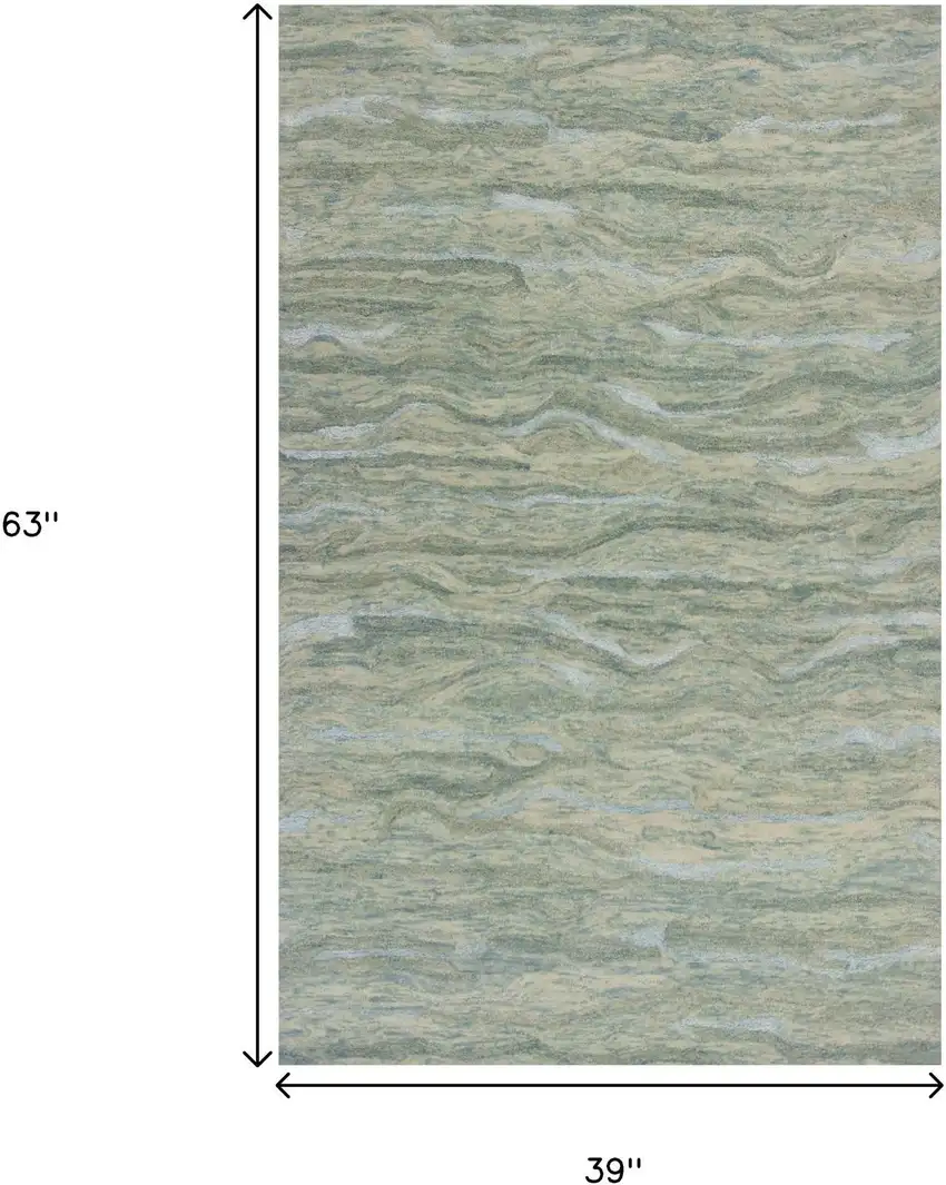 Blue Green And Beige Abstract Hand Tufted Area Rug Photo 6