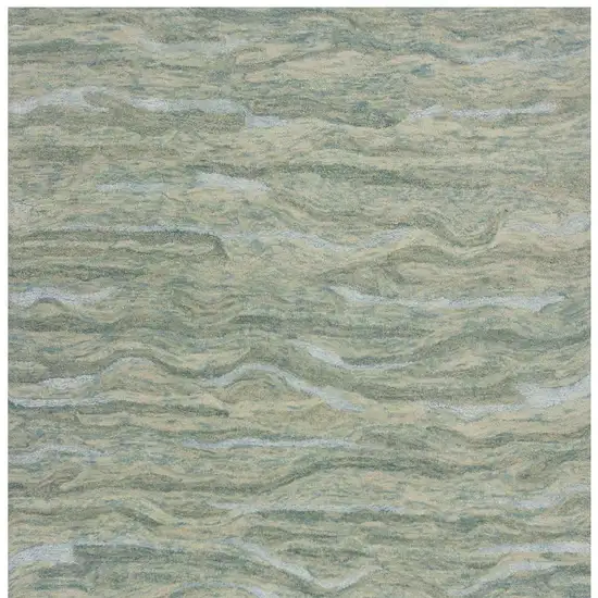 Blue Green And Beige Abstract Hand Tufted Area Rug Photo 3