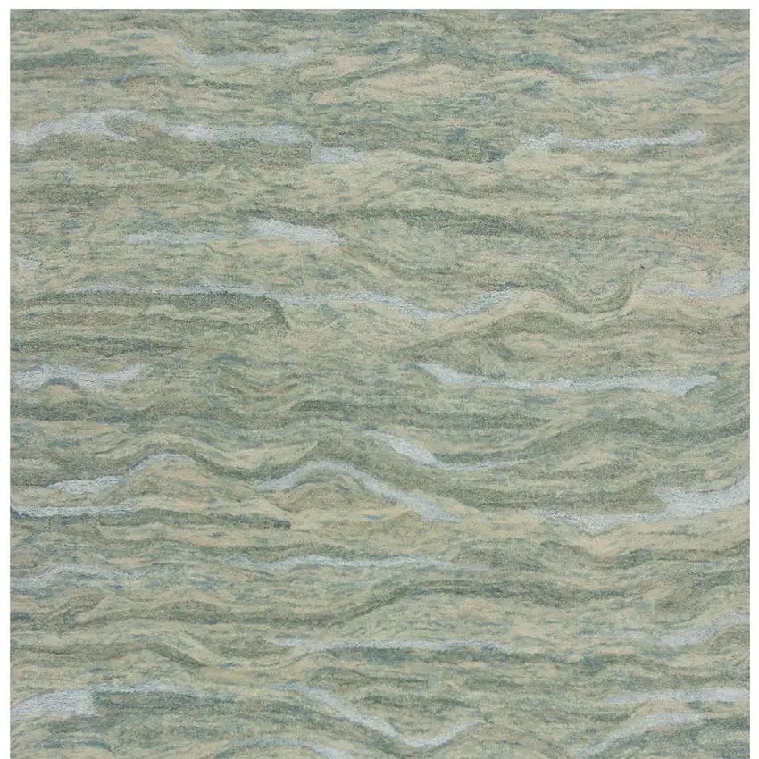 Blue Green And Beige Abstract Hand Tufted Area Rug Photo 3