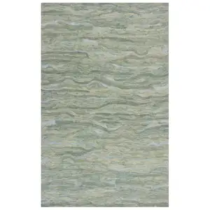 Photo of Seafoam Blue Hand Tufted Abstract Indoor Area Rug