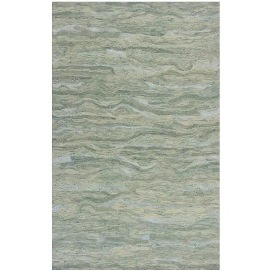 Blue Green And Beige Abstract Hand Tufted Area Rug Photo 3
