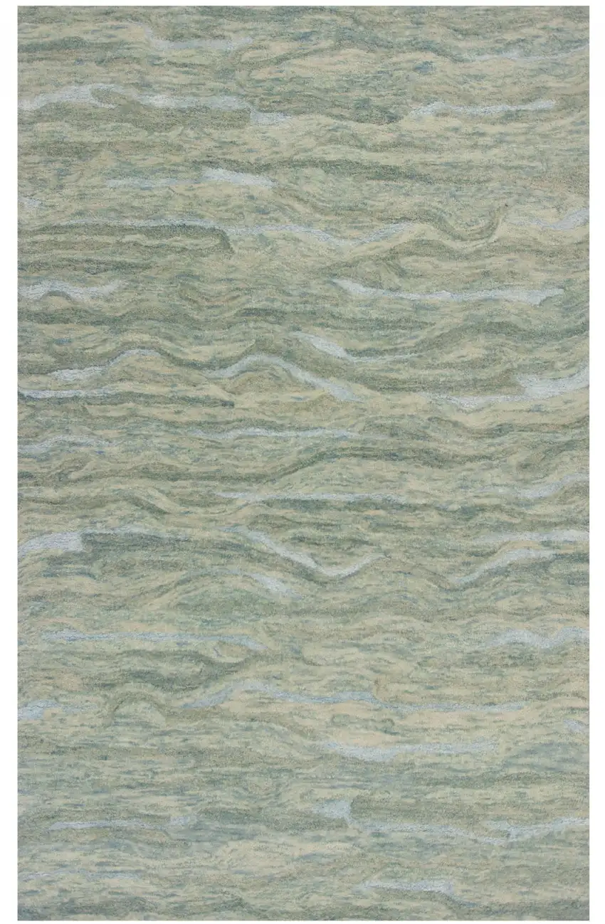 Blue Green And Beige Abstract Hand Tufted Area Rug Photo 3