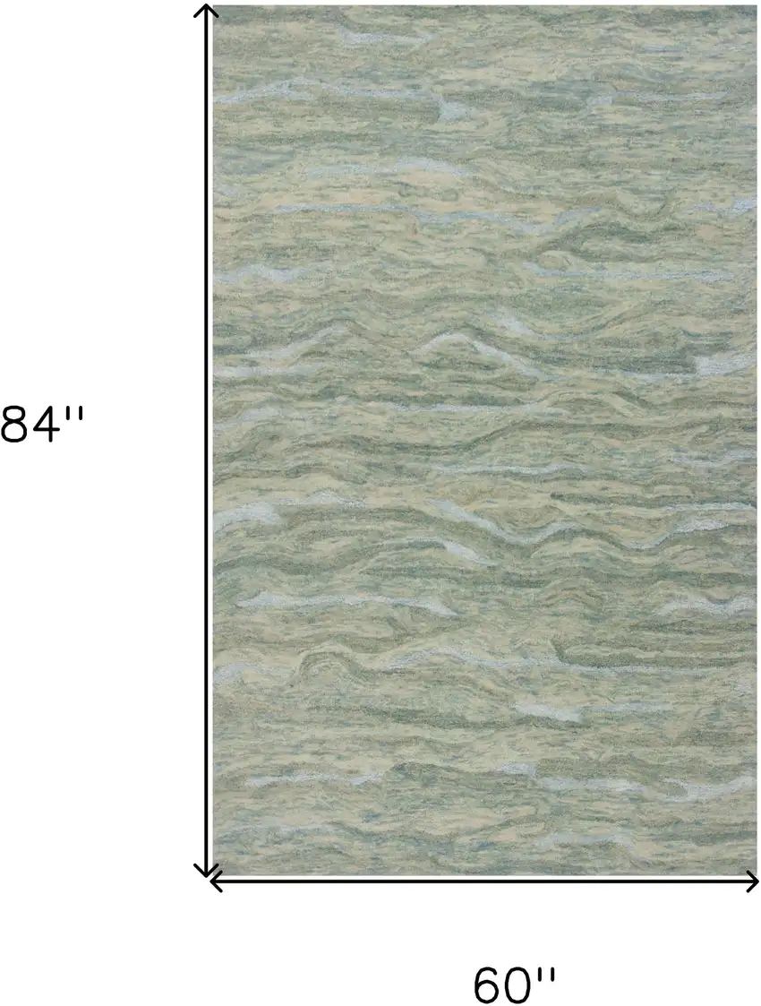 Seafoam Blue Hand Tufted Abstract Indoor Area Rug Photo 3