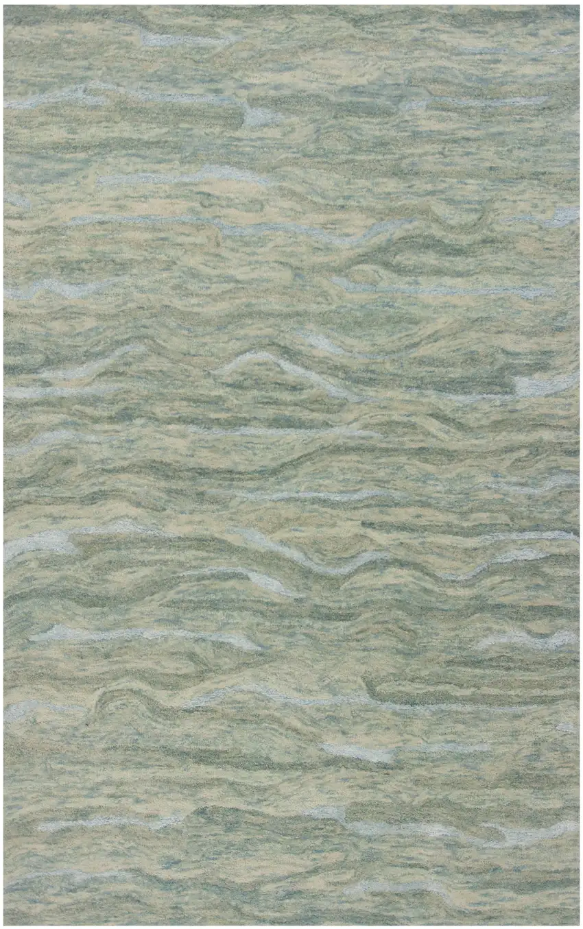 Seafoam Blue Hand Tufted Abstract Indoor Area Rug Photo 2