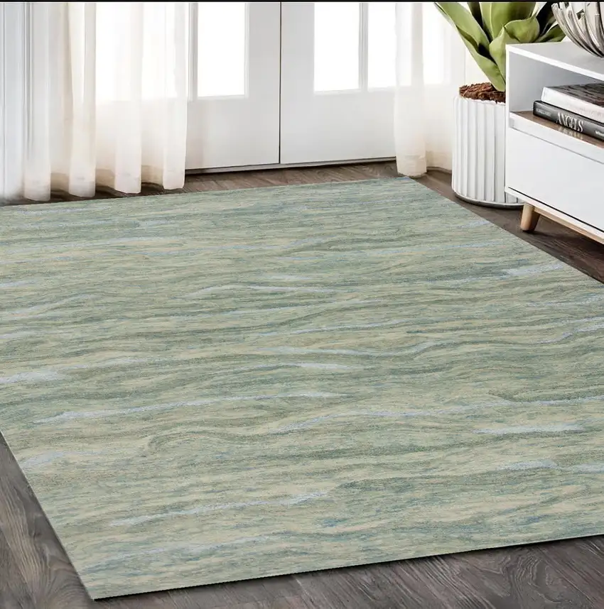 Seafoam Blue Hand Tufted Abstract Indoor Area Rug Photo 1