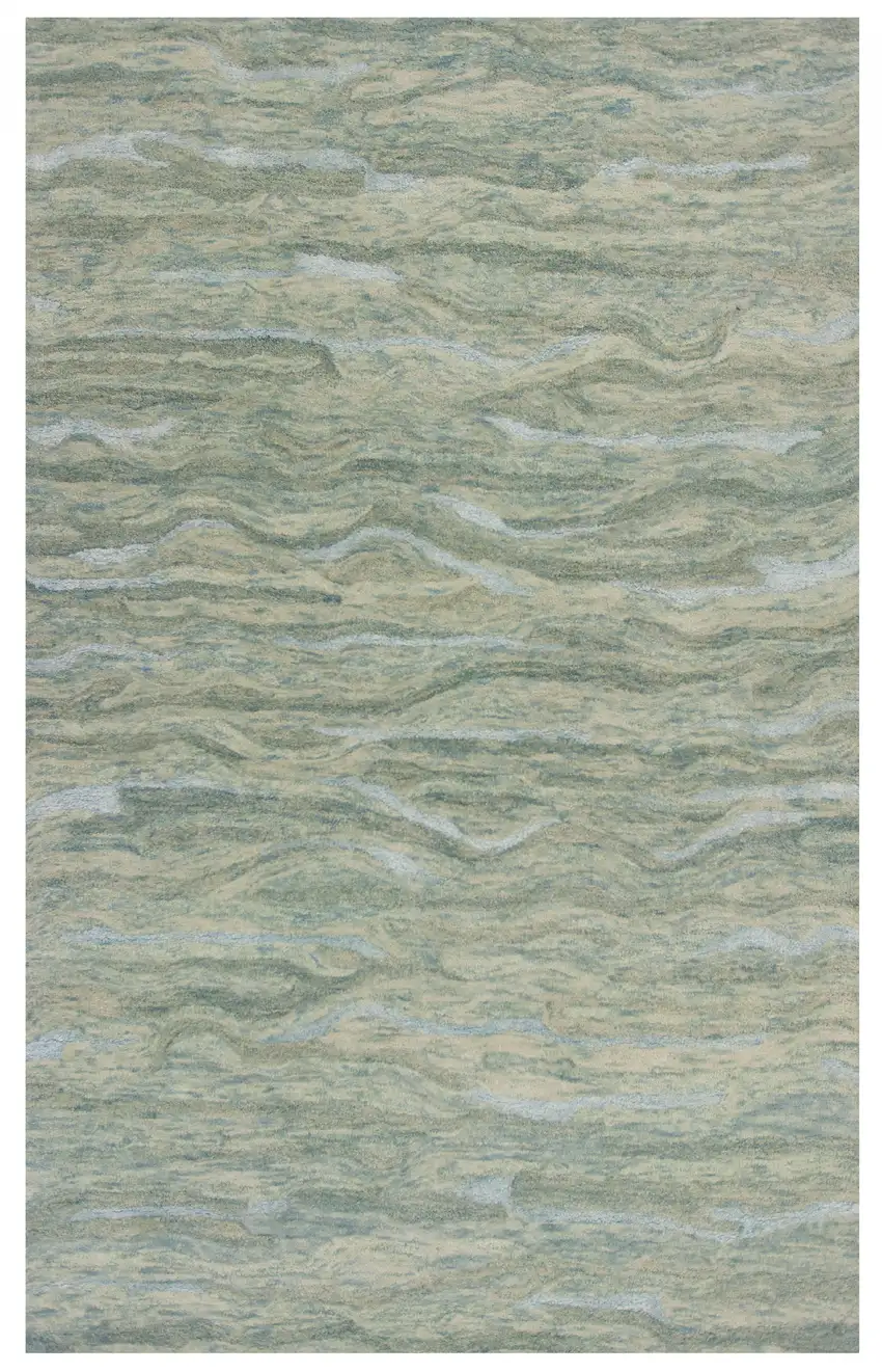 Seafoam Blue Hand Tufted Abstract Indoor Area Rug Photo 1
