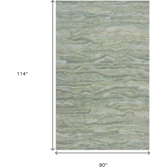 Blue Green And Beige Abstract Hand Tufted Area Rug Photo 5