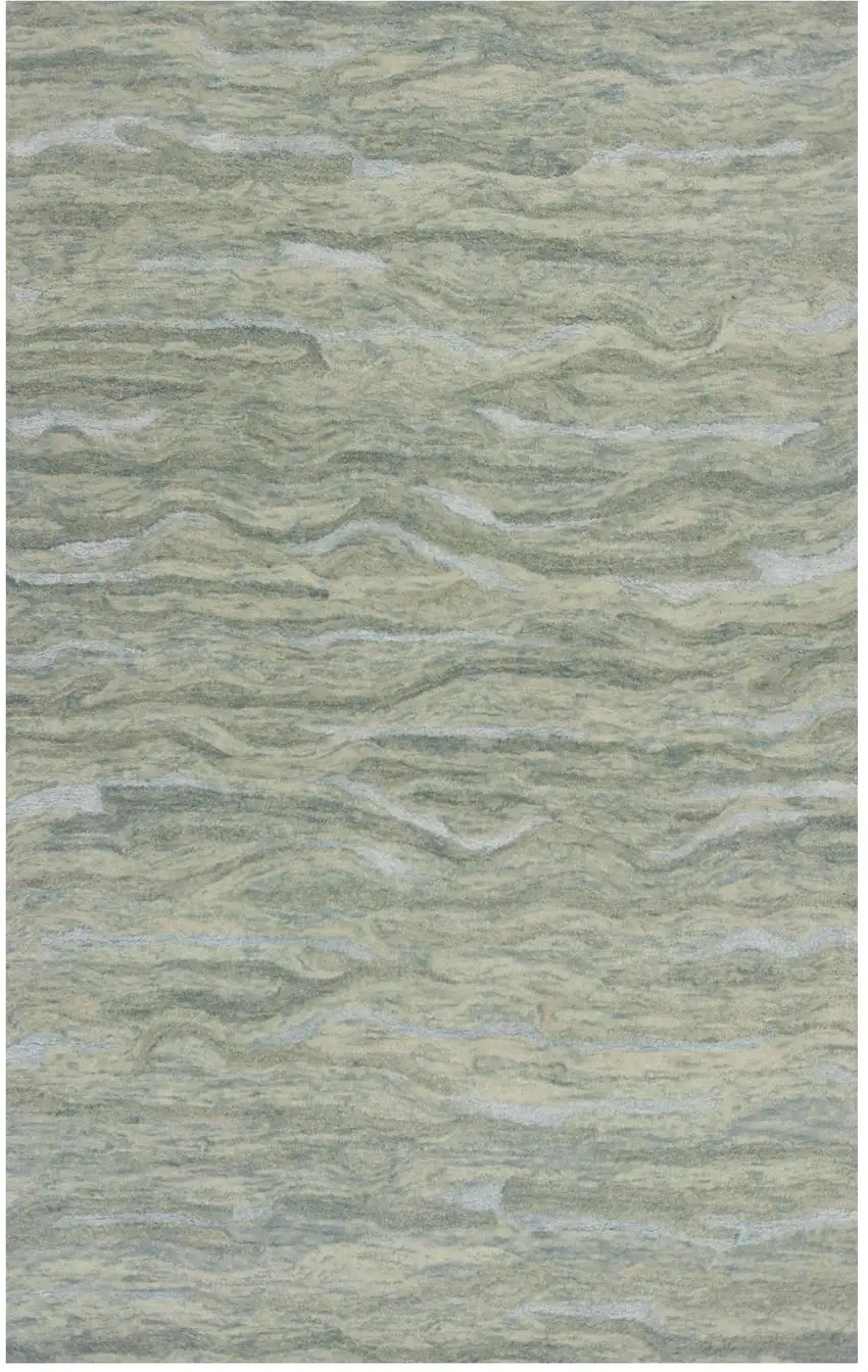 Blue Green And Beige Abstract Hand Tufted Area Rug Photo 9