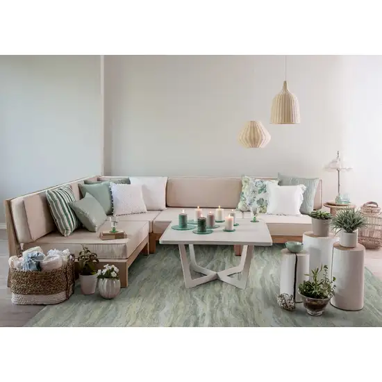 Seafoam Blue Hand Tufted Abstract Indoor Area Rug Photo 3