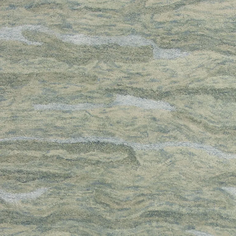 Seafoam Blue Hand Tufted Abstract Indoor Area Rug Photo 2