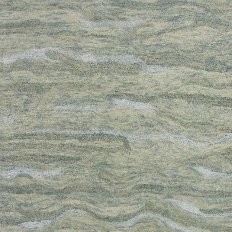 Seafoam Blue Hand Tufted Abstract Indoor Area Rug Photo 1