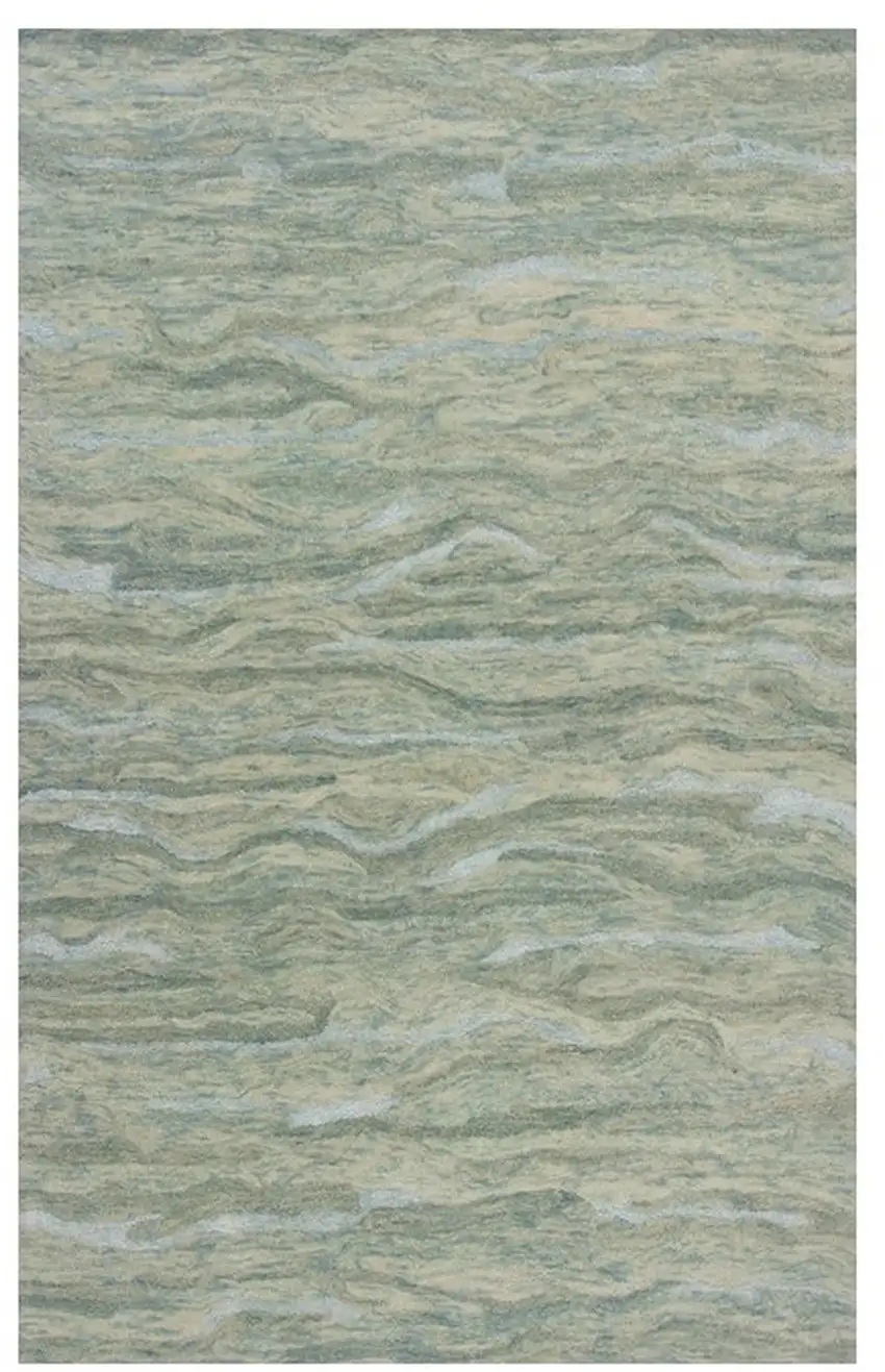 Seafoam Blue Hand Tufted Abstract Indoor Area Rug Photo 2