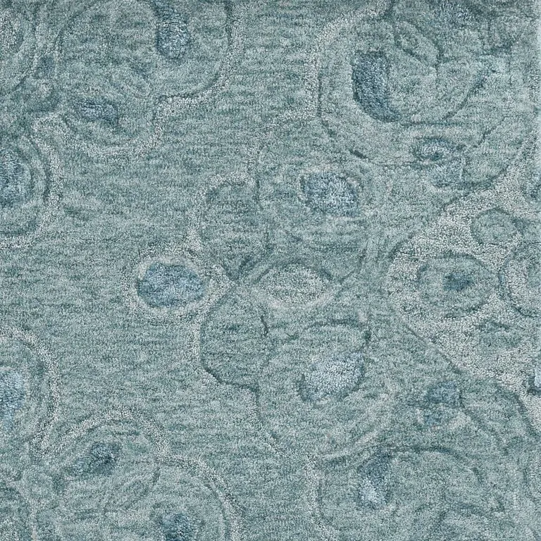 Seafoam Blue Hand Tufted Floral Indoor Area Rug Photo 1