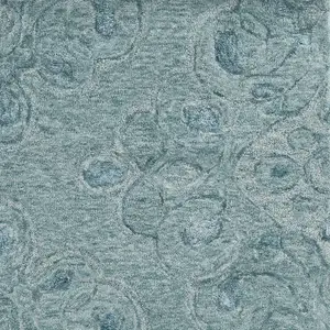 Photo of Seafoam Blue Hand Tufted Floral Indoor Area Rug