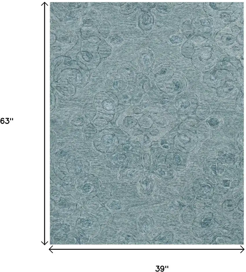 Blue And White Abstract Hand Tufted Area Rug Photo 3