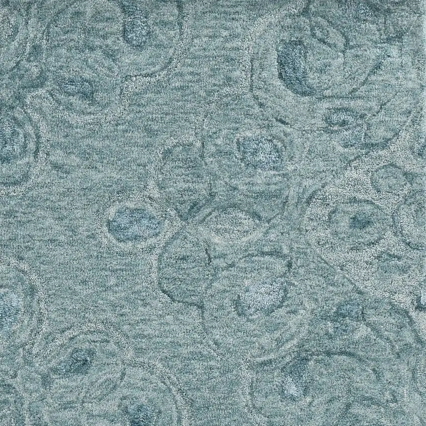Seafoam Blue Hand Tufted Floral Indoor Area Rug Photo 3