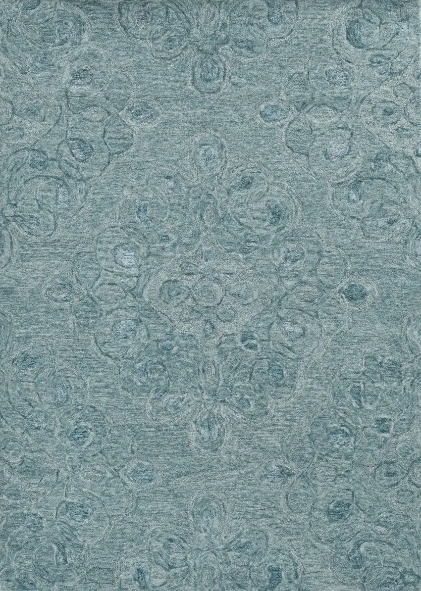 Seafoam Blue Hand Tufted Floral Indoor Area Rug Photo 2