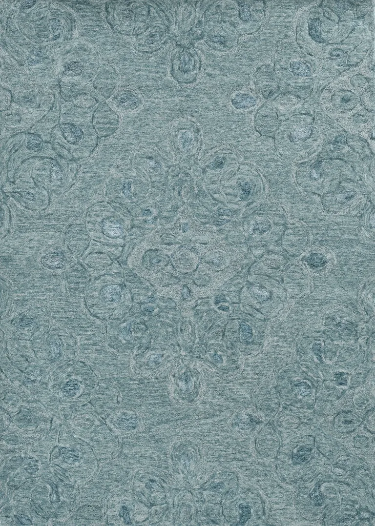 Seafoam Blue Hand Tufted Floral Indoor Area Rug Photo 2