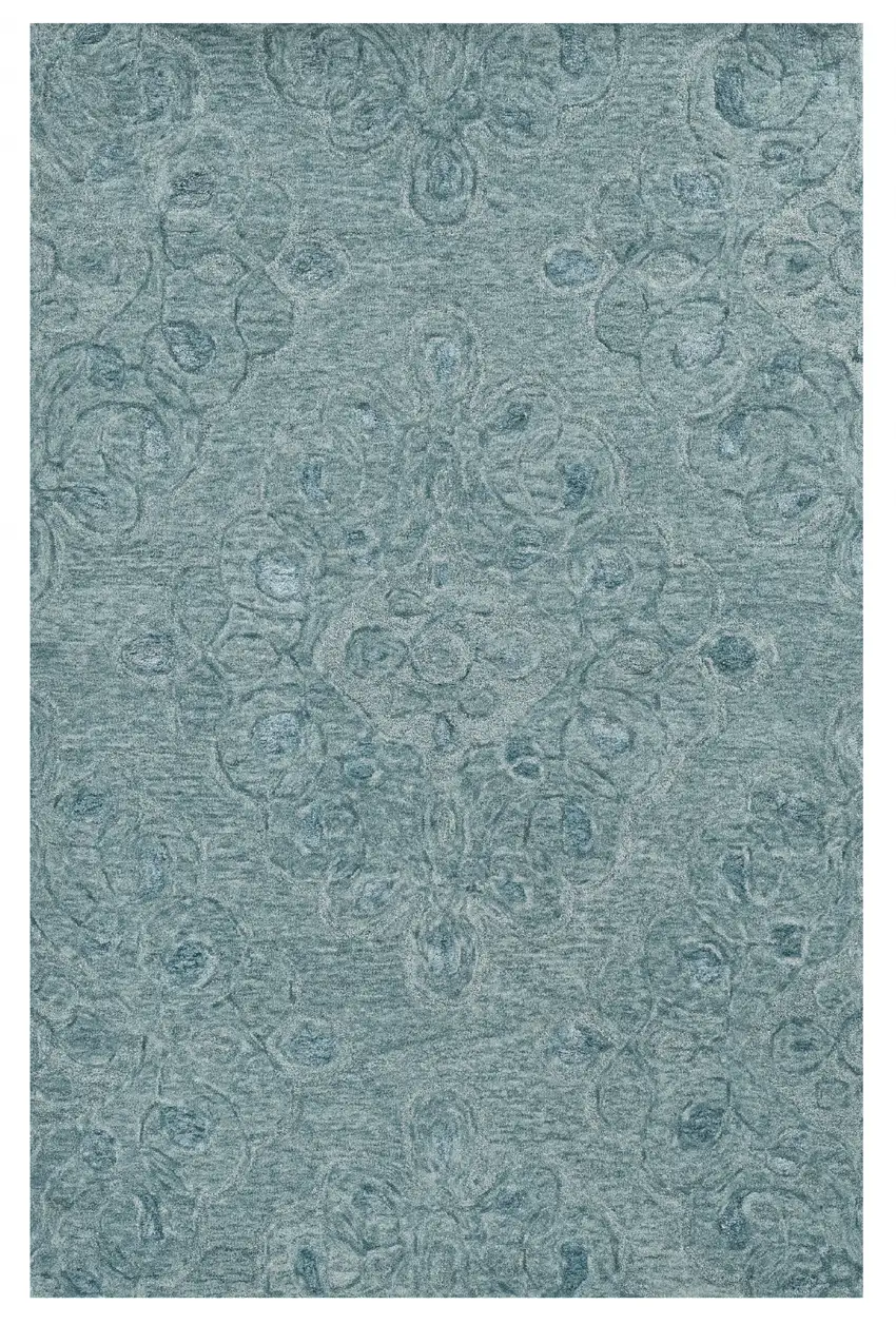 Seafoam Blue Hand Tufted Floral Indoor Area Rug Photo 1