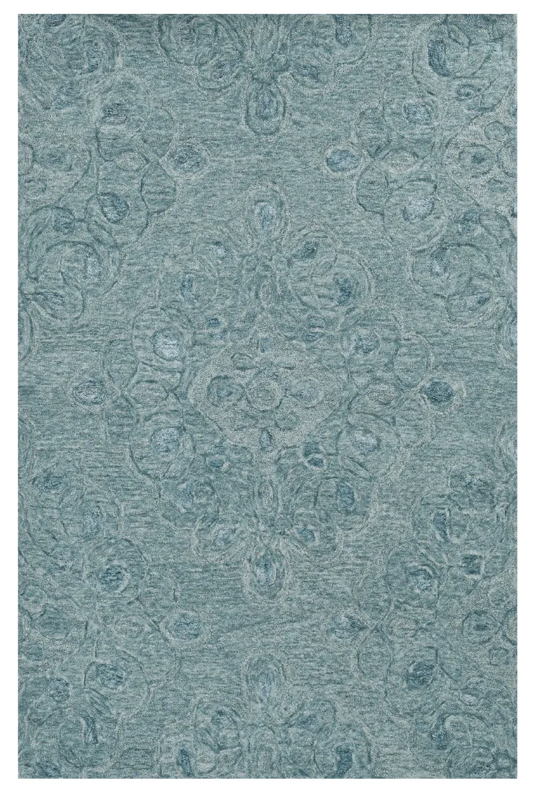 Seafoam Blue Hand Tufted Floral Indoor Area Rug Photo 1