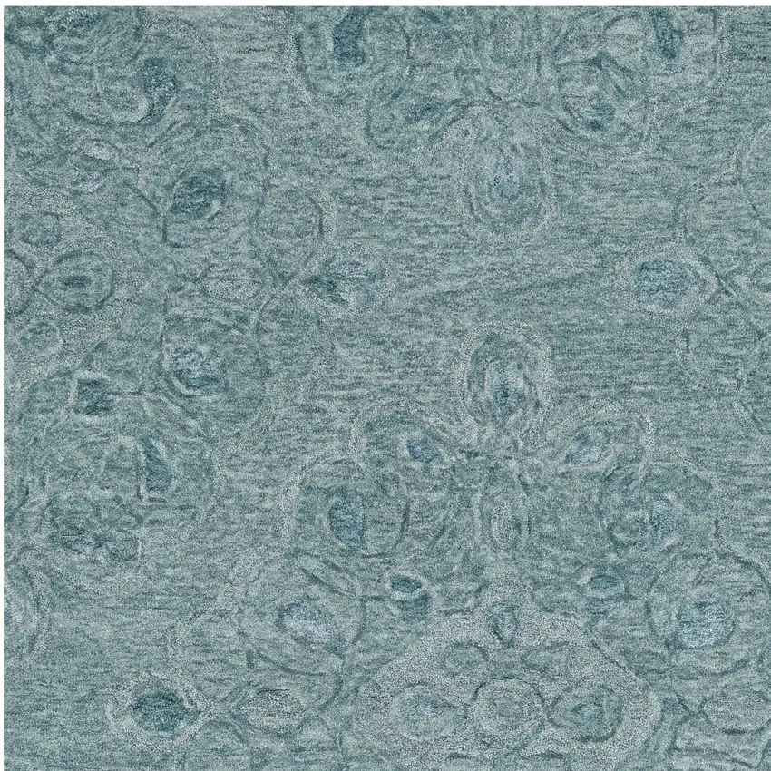 Blue And White Wool Abstract Hand Tufted Area Rug Photo 6