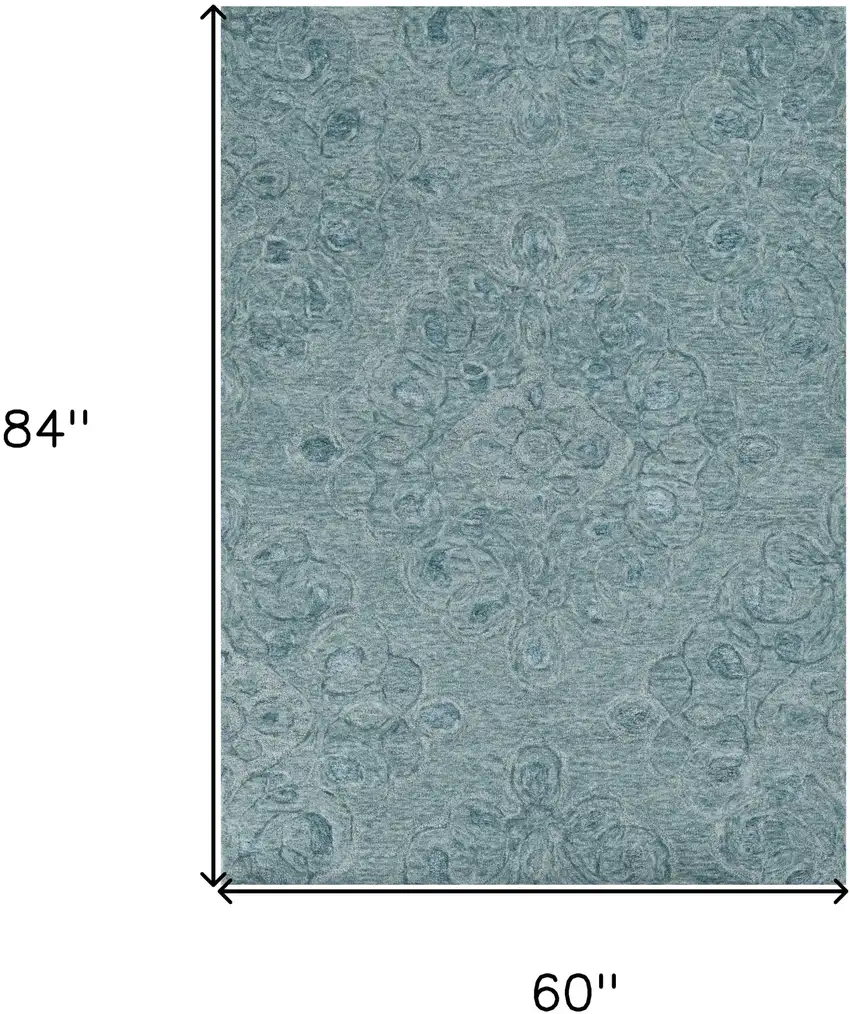 Blue And White Wool Abstract Hand Tufted Area Rug Photo 3