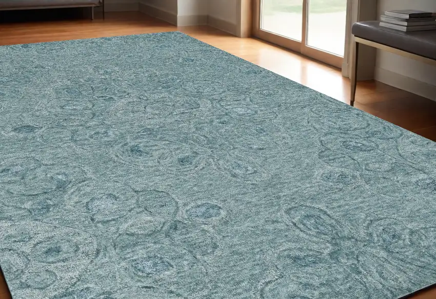 Seafoam Wool Hand Tufted Area Rug Photo 1