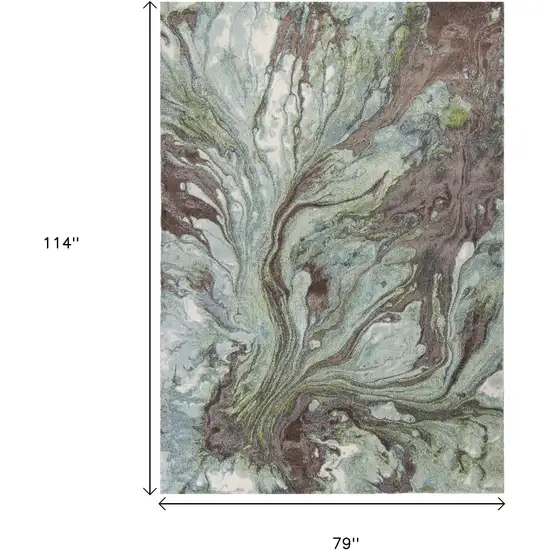 Green And Brown Abstract Area Rug Photo 3
