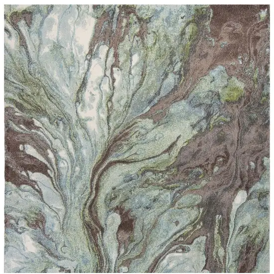 Green And Brown Abstract Area Rug Photo 5