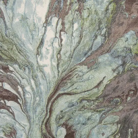 Green And Brown Abstract Area Rug Photo 4