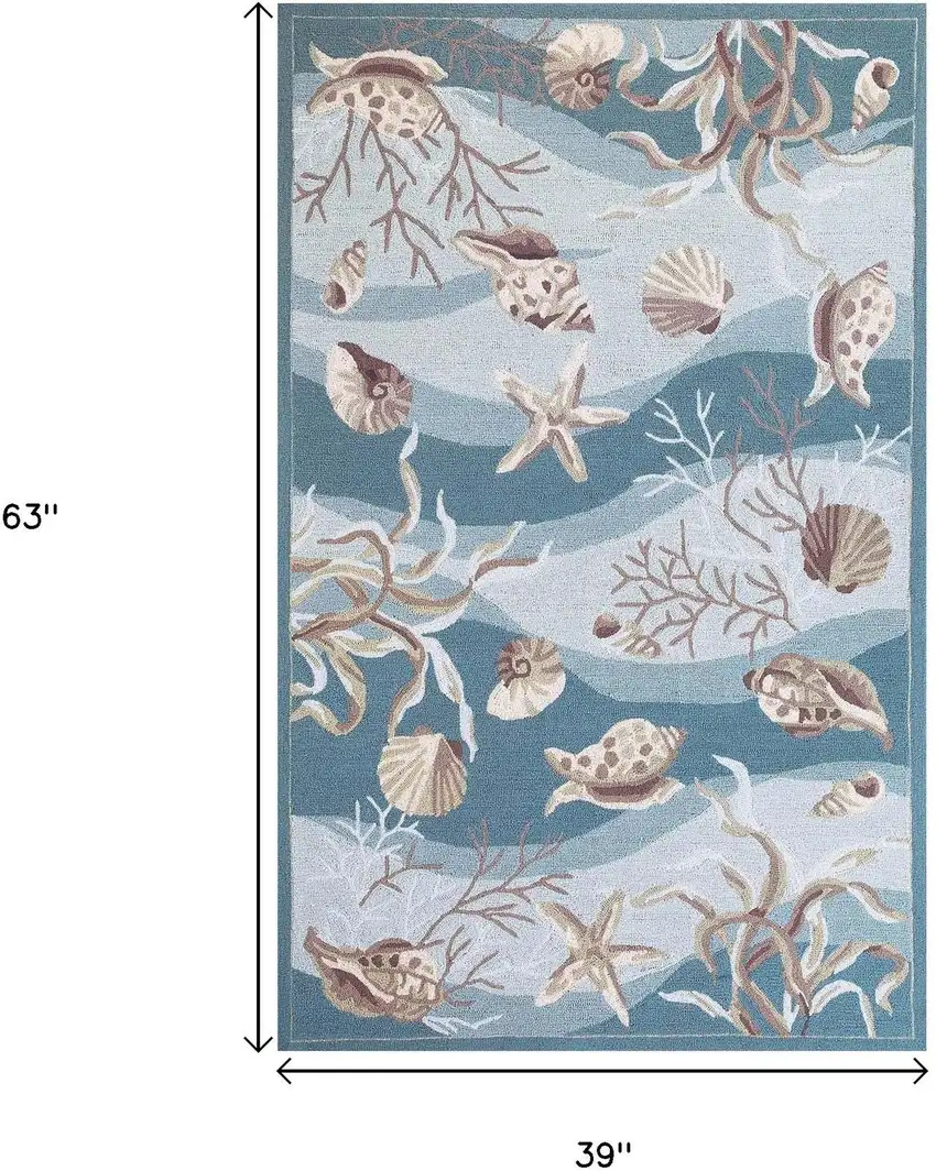 Beige Ivory And Brown Seashell and Coral Hand Tufted Area Rug Photo 3