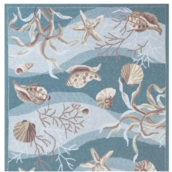 Beige Ivory And Brown Seashell and Coral Hand Hooked Area Rug Photo 5
