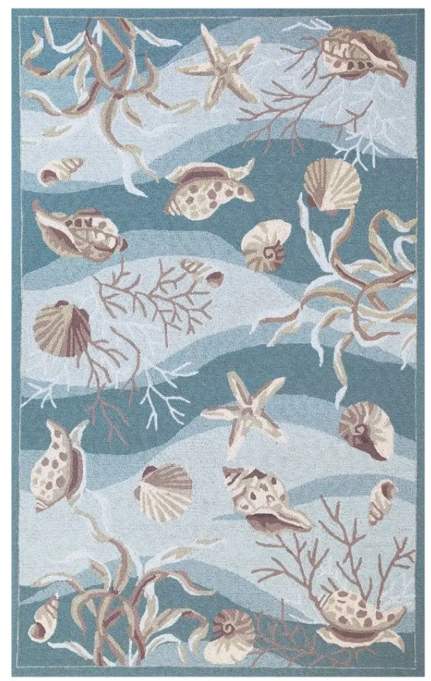 Beige Ivory And Brown Seashell and Coral Hand Hooked Area Rug Photo 2