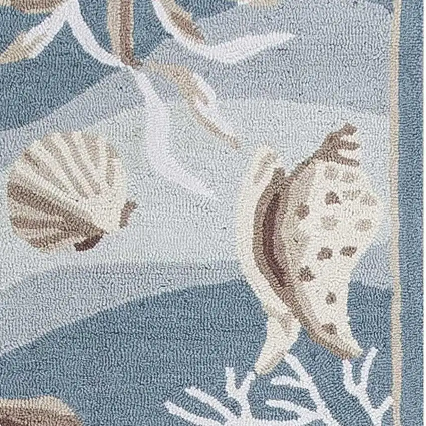 8' Beige Ivory And Brown Seashell and Coral Hand Tufted Runner Rug Photo 5