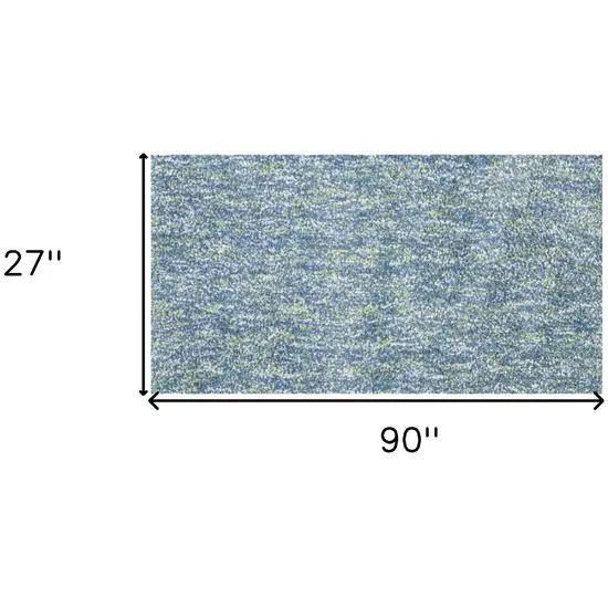 8' Seafoam Heather Indoor Shag Runner Rug Photo 5