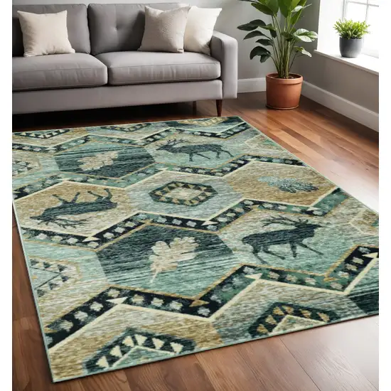 Blue And White Woodland Lodge Area Rug Photo 1