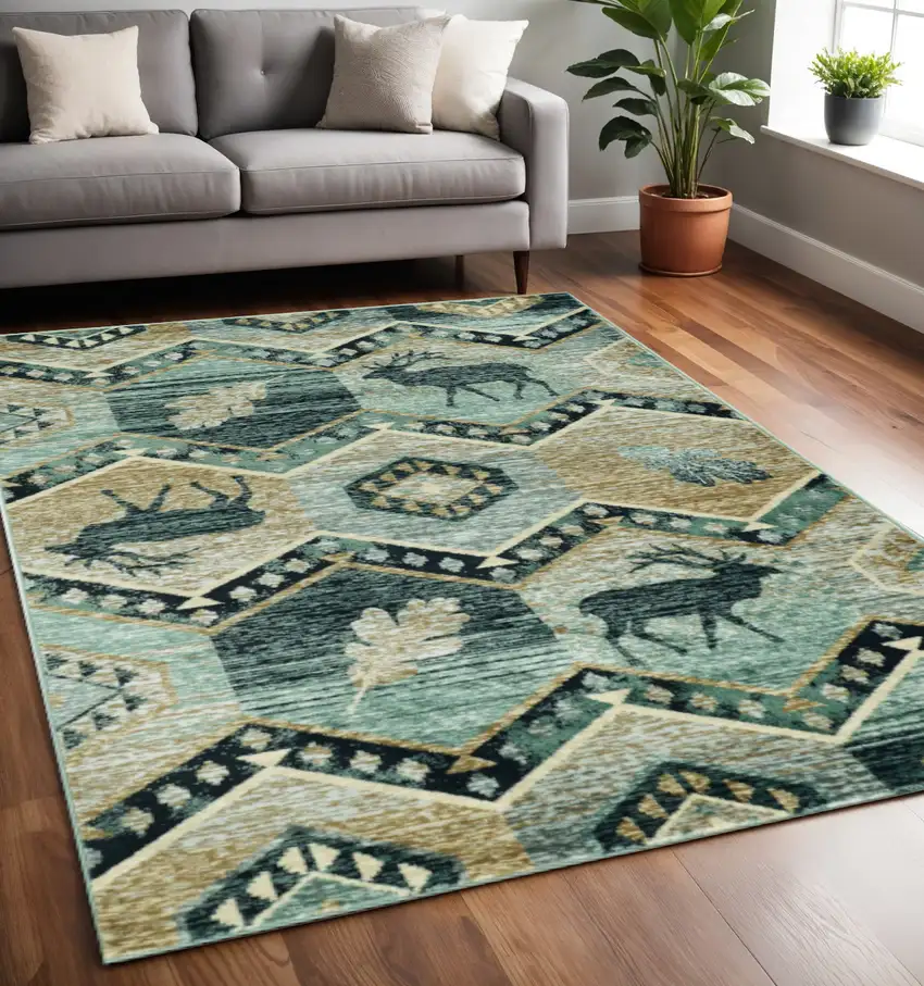 Blue And White Woodland Lodge Area Rug Photo 1