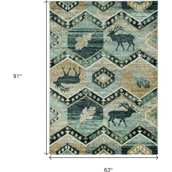 Blue And White Woodland Lodge Area Rug Photo 3