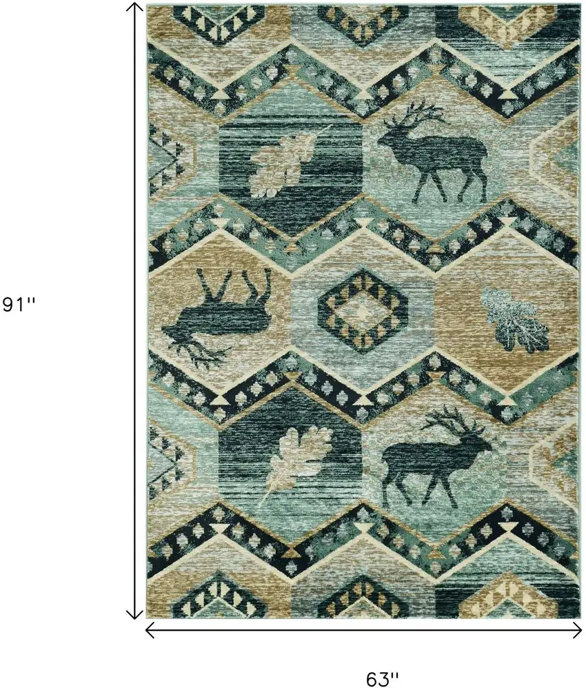 Blue And White Woodland Lodge Area Rug Photo 3