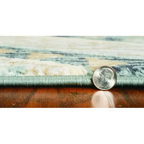 Seafoam Machine Woven Geometric Lodge Indoor Area Rug Photo 4