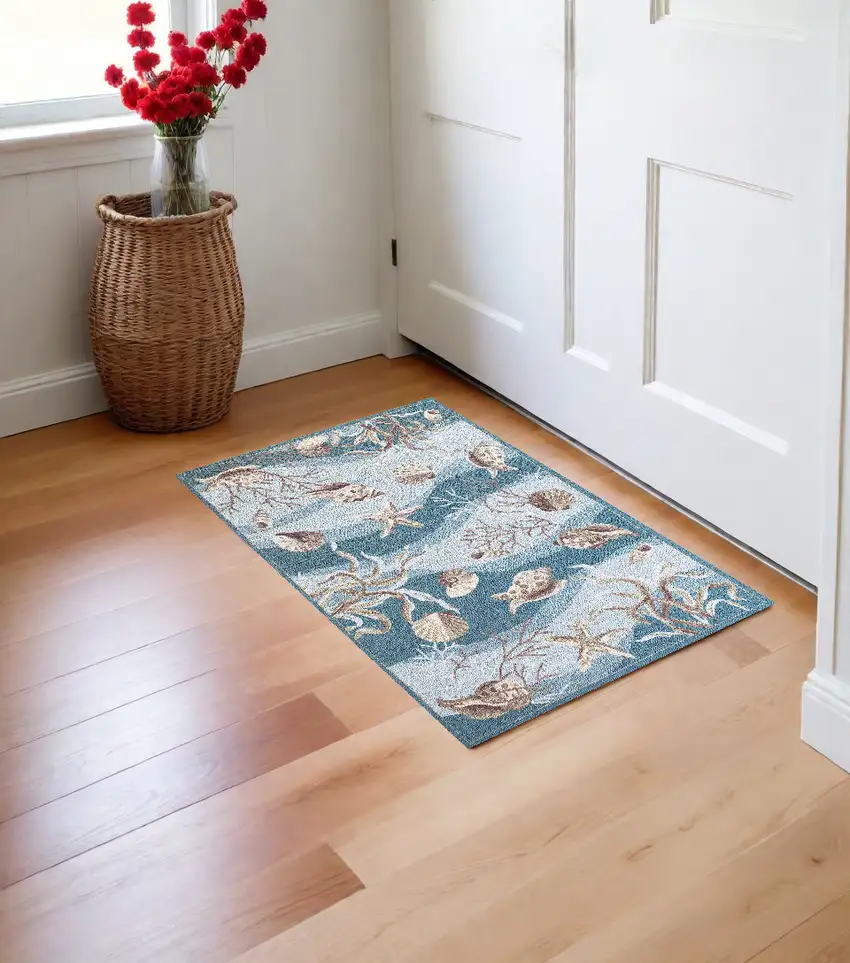 Beige and Ivory Seashell and Coral Hand Tufted Area Rug Photo 1