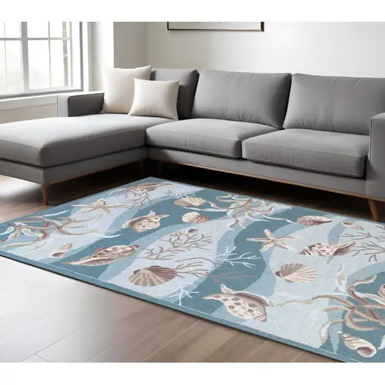 Beige Ivory And Brown Seashell and Coral Hand Tufted Area Rug Photo 2