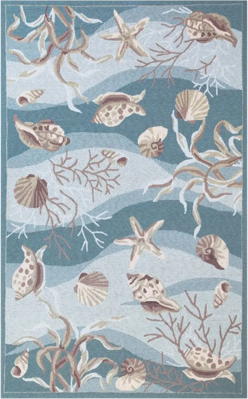 Beige Ivory And Brown Seashell and Coral Hand Tufted Area Rug Photo 1