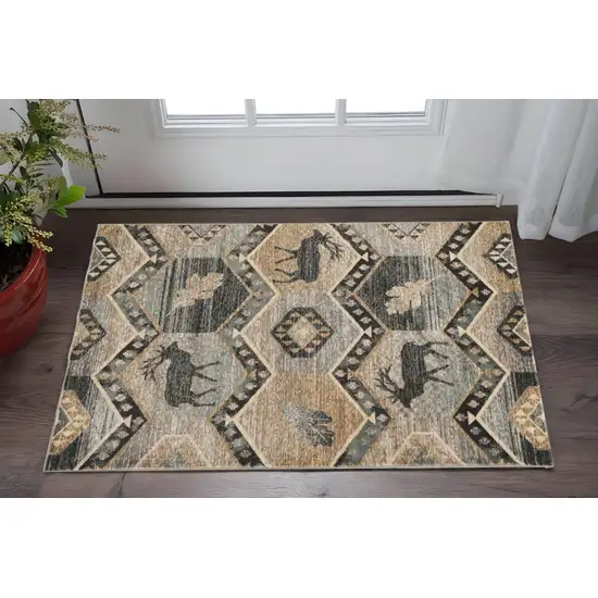 Charcoal Gray And Tan Woodland Lodge Area Rug Photo 1