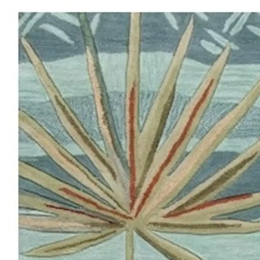 Seafoam Tropical Leaves Runner Rug Photo 3
