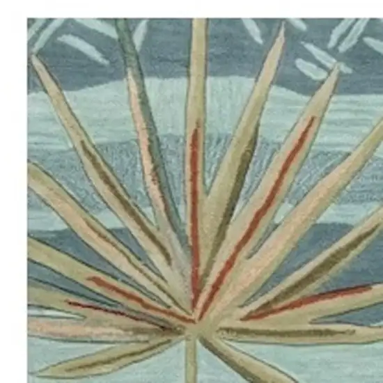 Seafoam Tropical Leaves Runner Rug Photo 3
