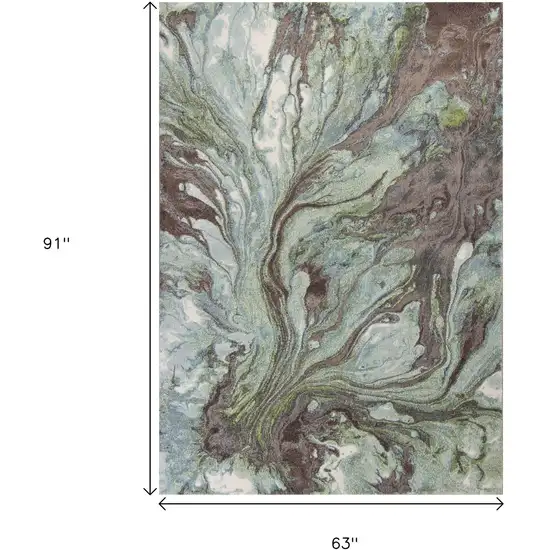 Green And Brown Abstract Area Rug Photo 3
